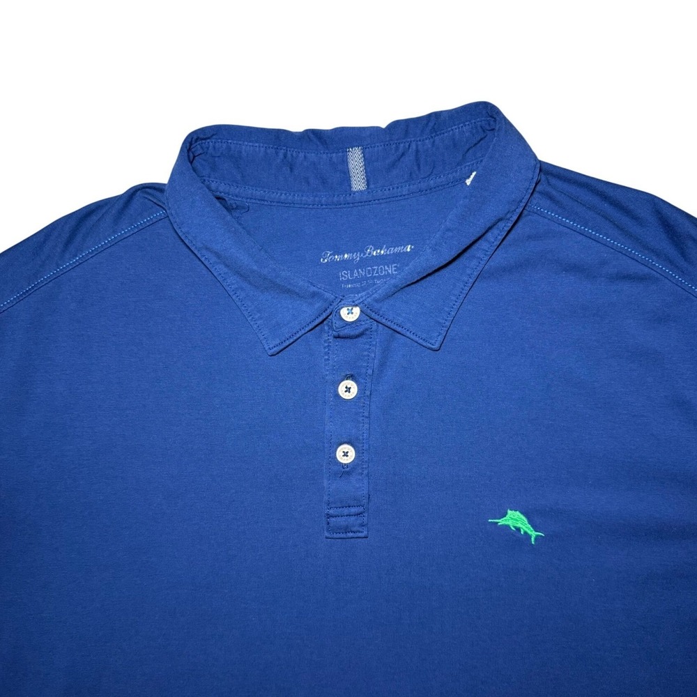 Tommy Bahama IslandZone Polo Short SleeveShirt Mens XXL Blue Marlin Logo